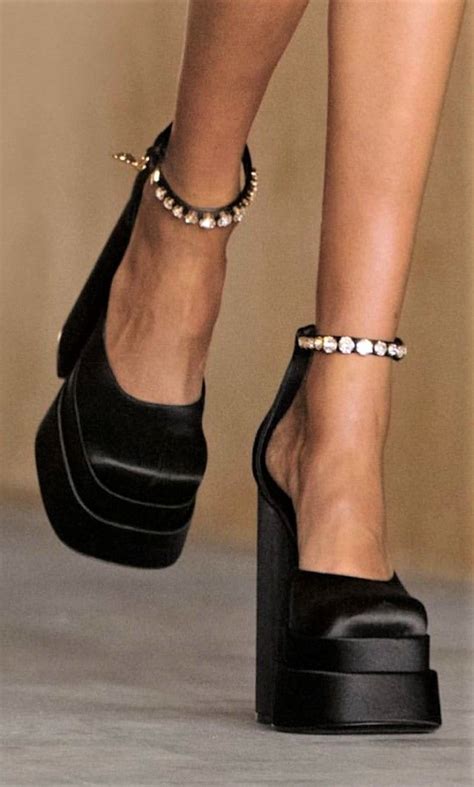 versace white shoes price|Versace chunky heels.